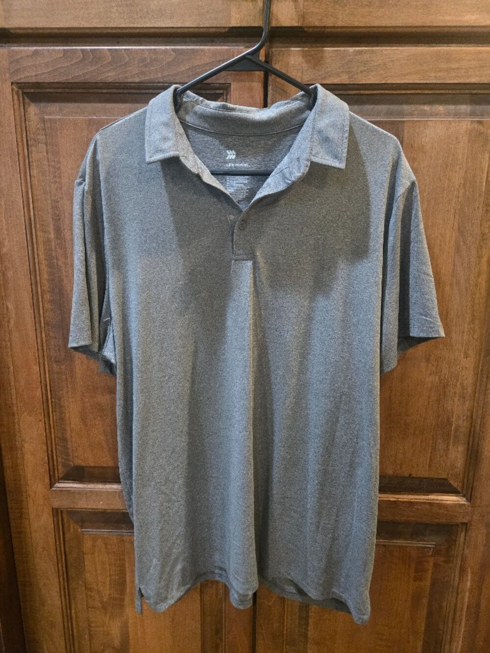 All in Motion Heather Gray Spandex Stretch Polo Shirt L